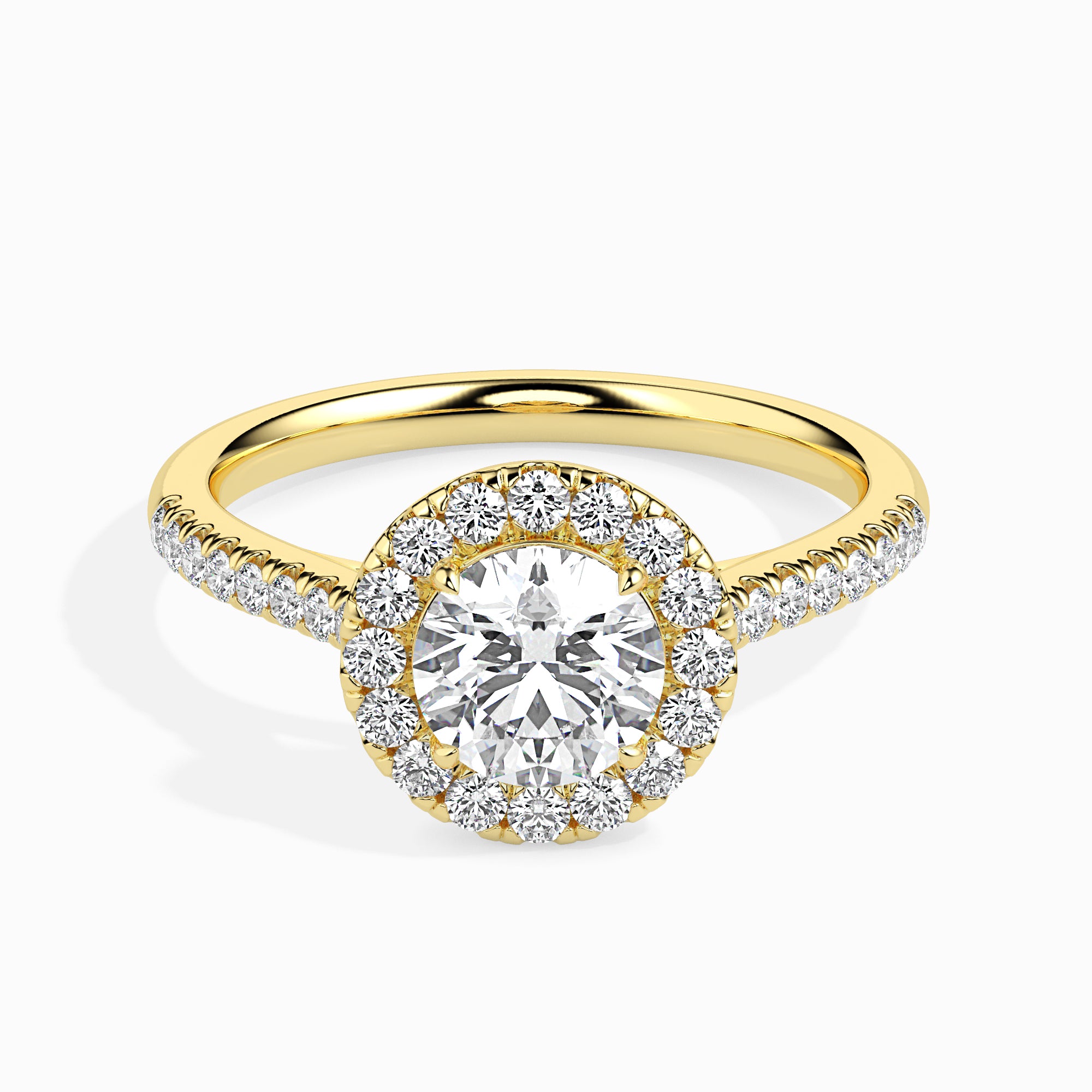 Round Halo Lab-Grown Diamond Gold Ring