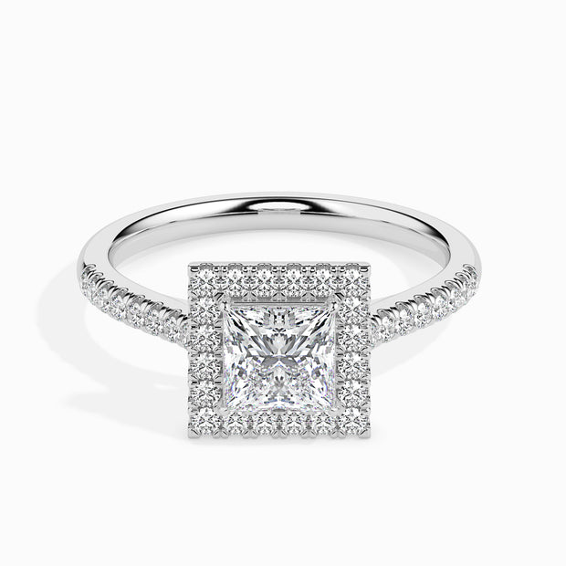 Princess Halo Lab-Grown Diamond Gold Ring
