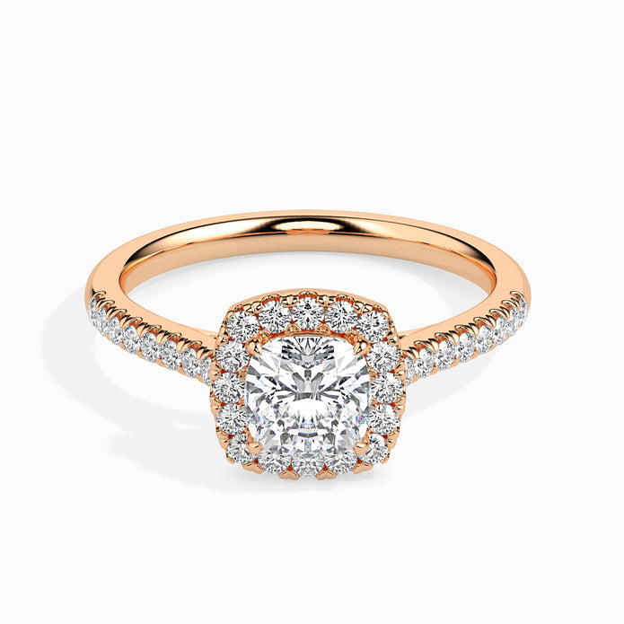 Cushion Halo Lab-Grown Diamond Gold Ring