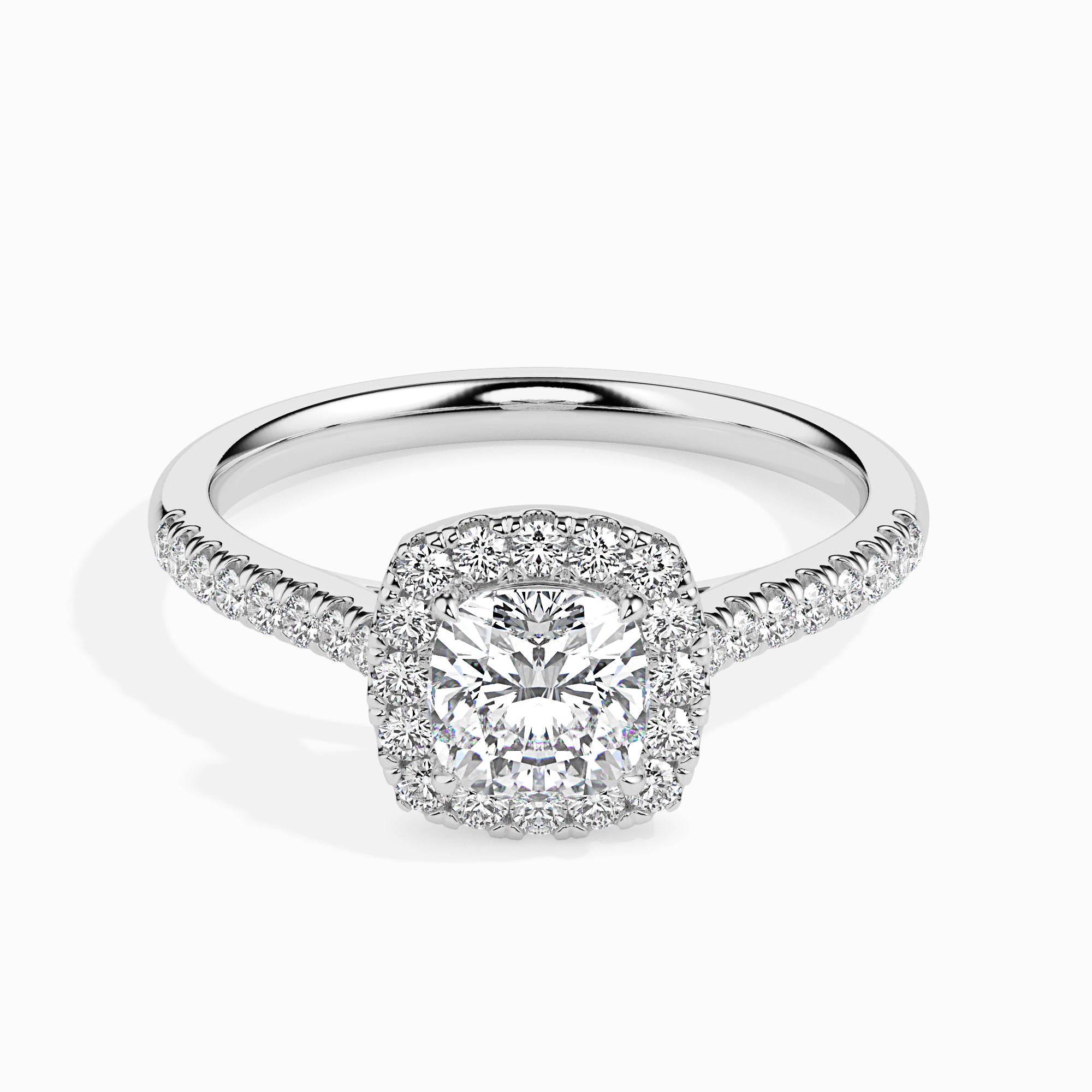 Cushion Halo Lab-Grown Diamond Gold Ring