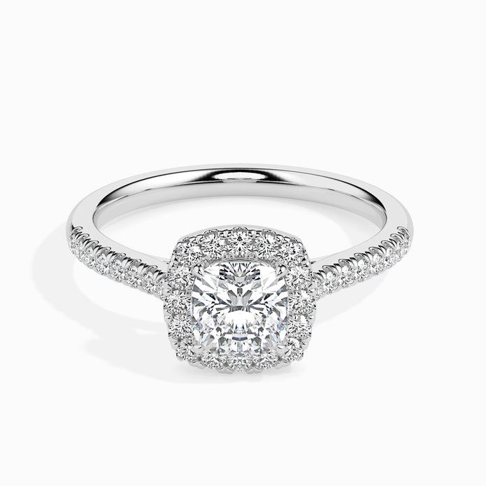 Cushion Halo Lab-Grown Diamond Gold Ring