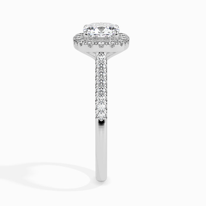 Cushion Halo Lab-Grown Diamond Gold Ring