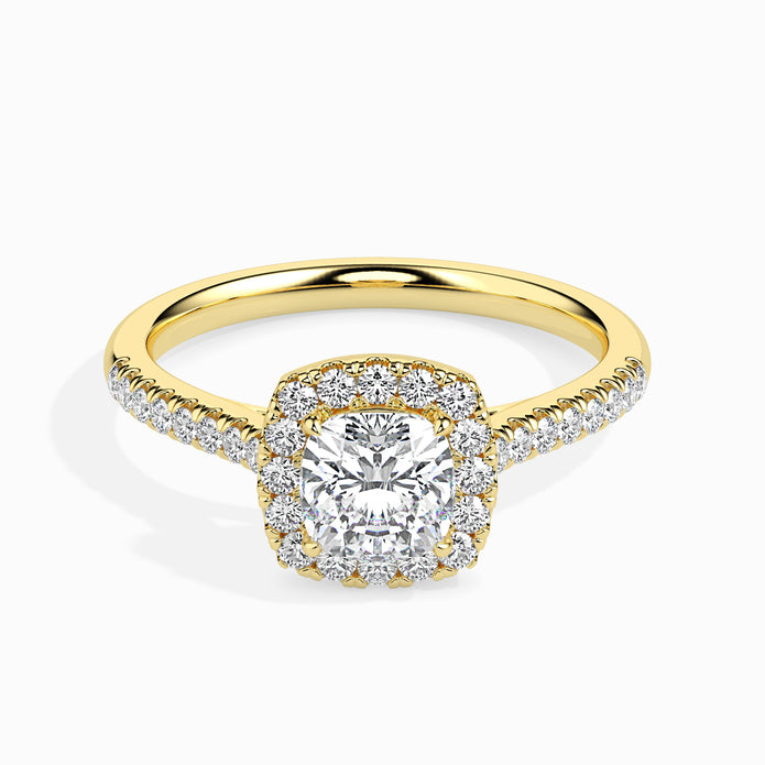 Cushion Halo Lab-Grown Diamond Gold Ring