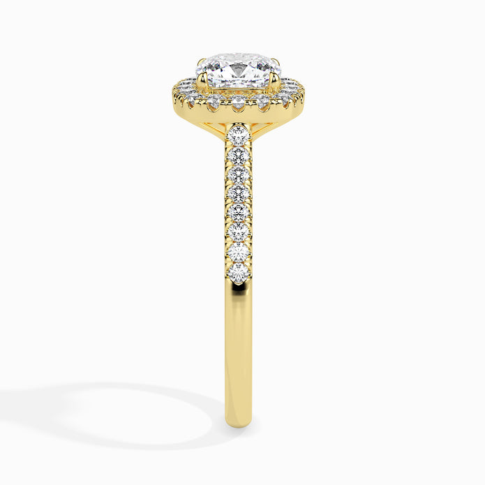 Cushion Halo Lab-Grown Diamond Gold Ring