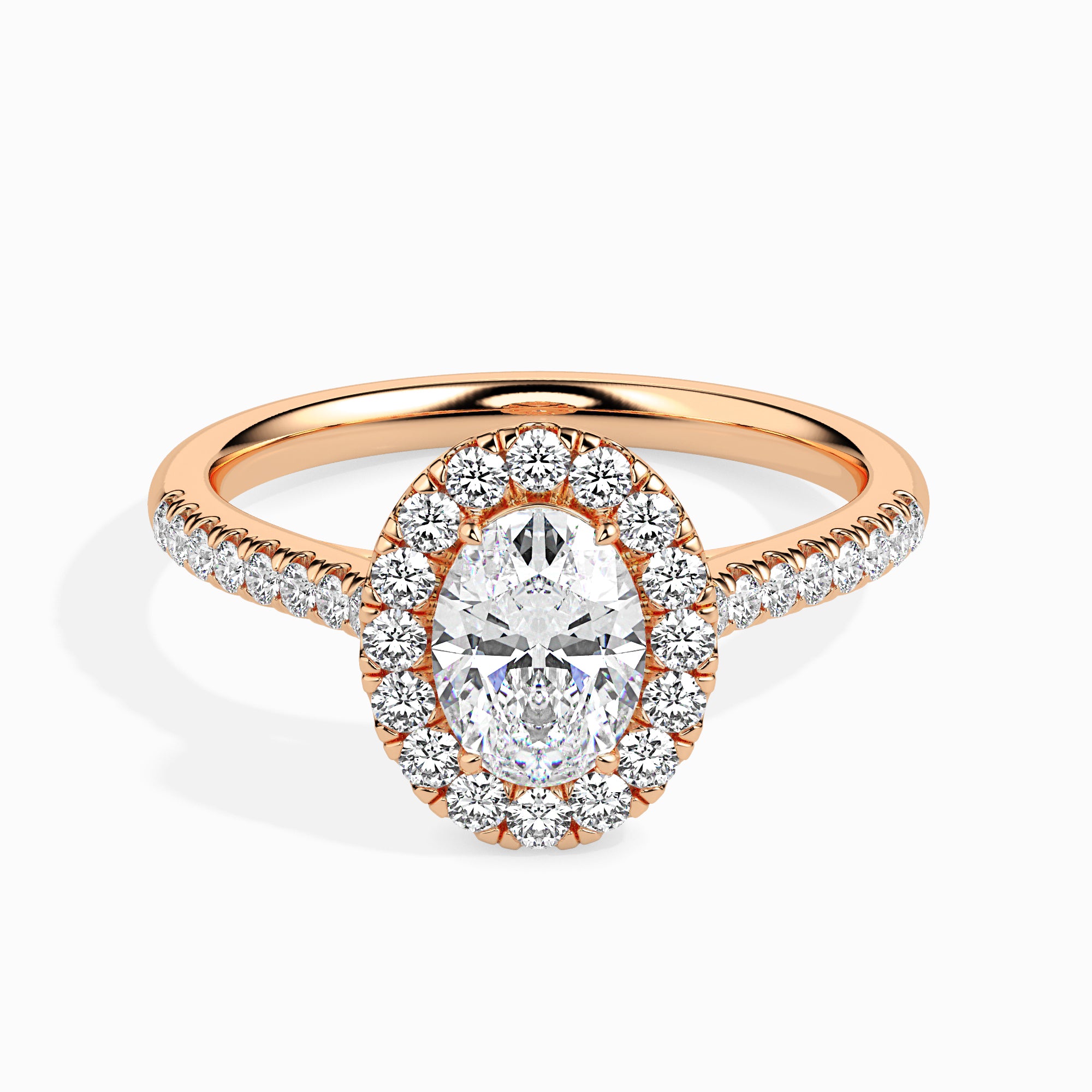 Oval Cut Halo Lab-Grown Diamond Gold Ring