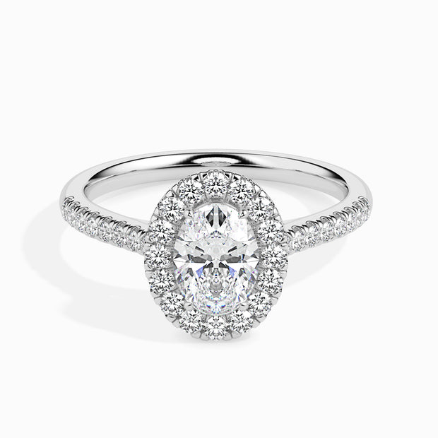 Oval Cut Halo Lab-Grown Diamond Gold Ring