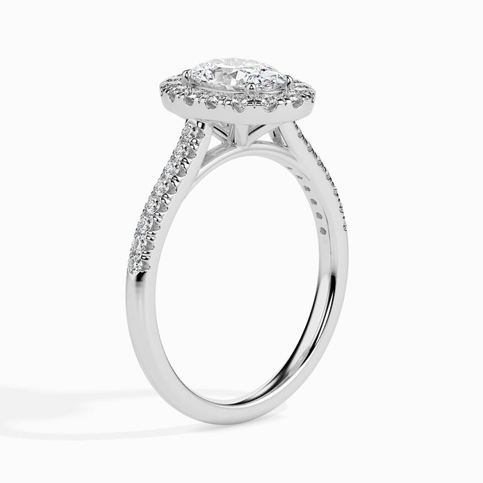 Oval Cut Halo Lab-Grown Diamond Gold Ring