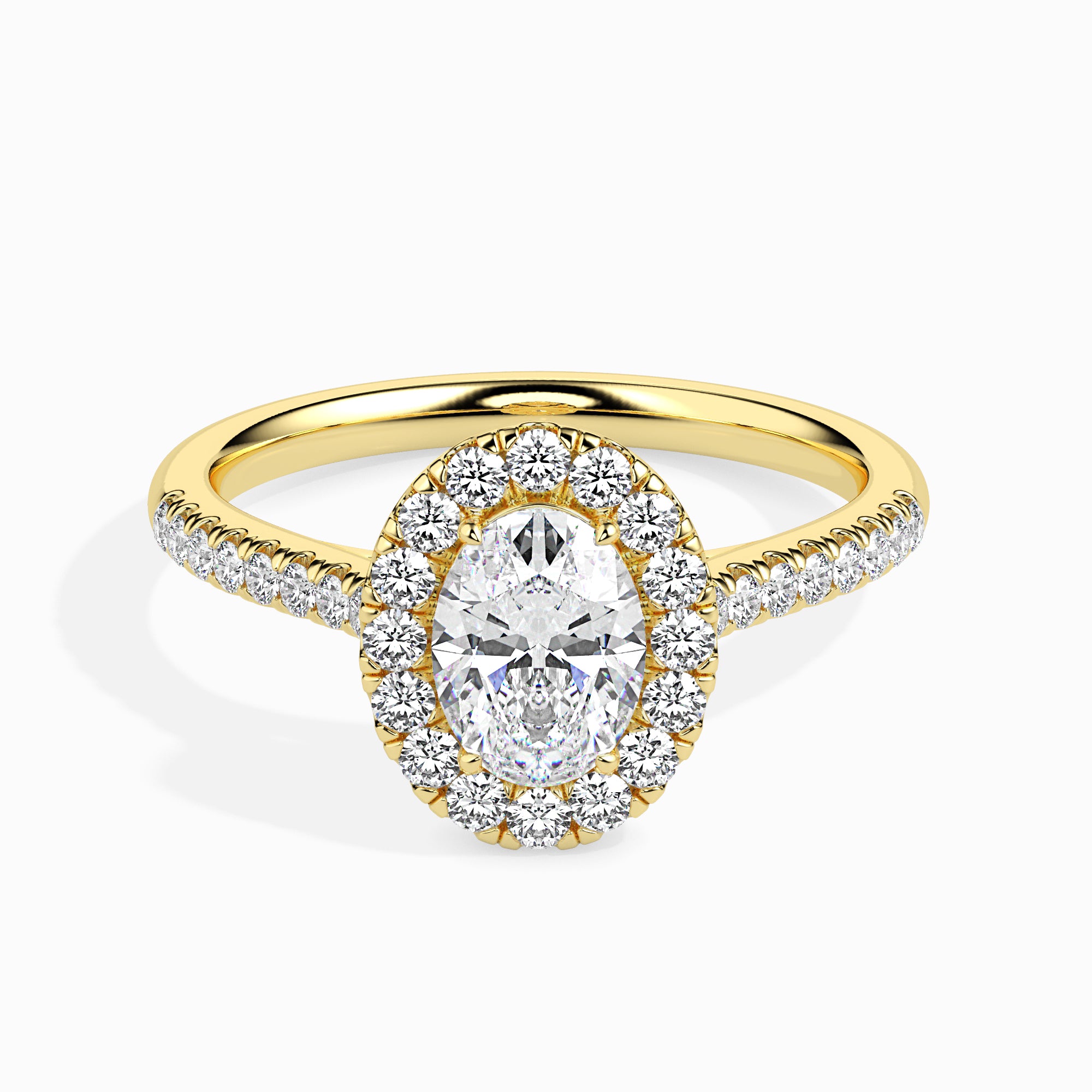 Oval Cut Halo Lab-Grown Diamond Gold Ring