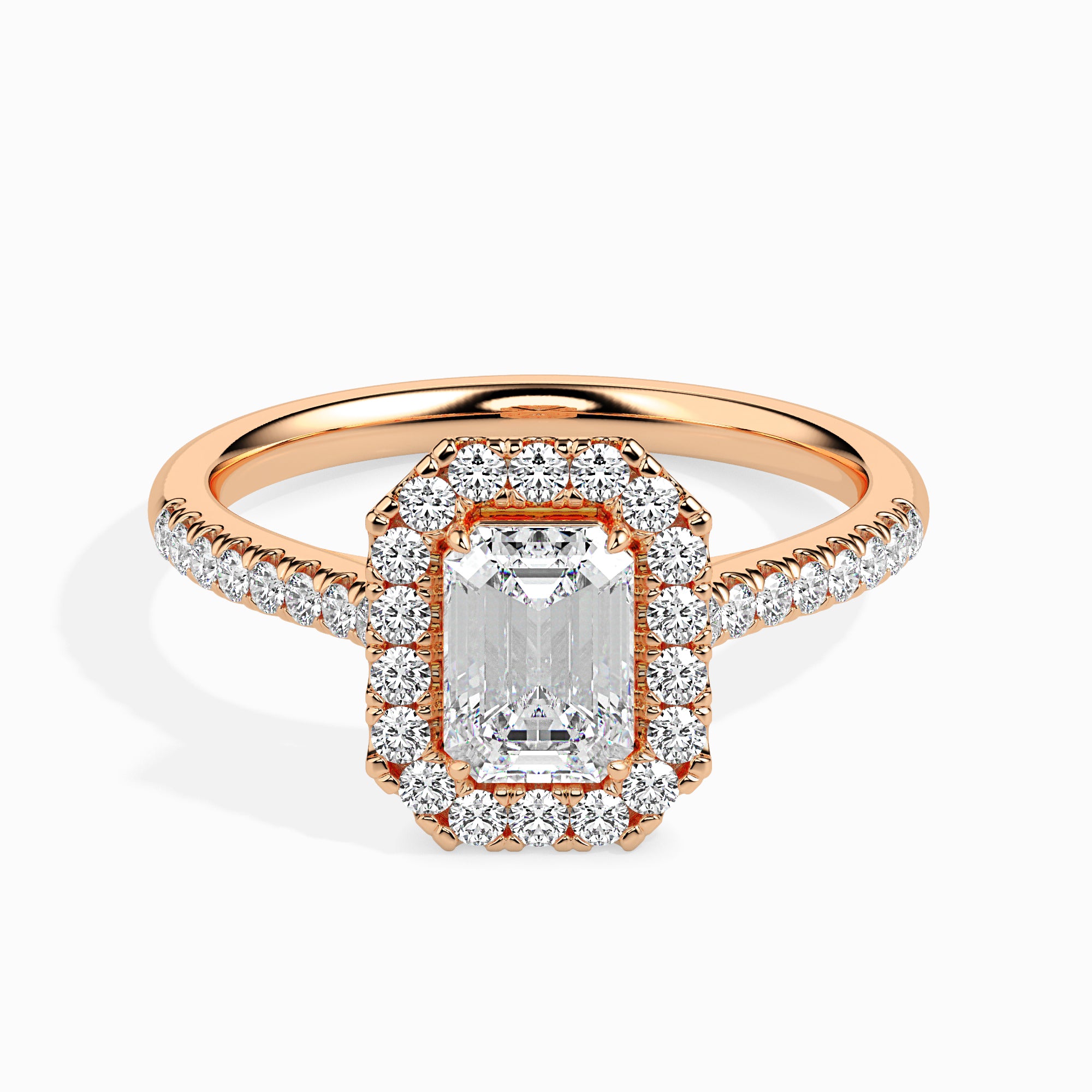 Emerald Halo Lab-Grown Diamond Gold Ring