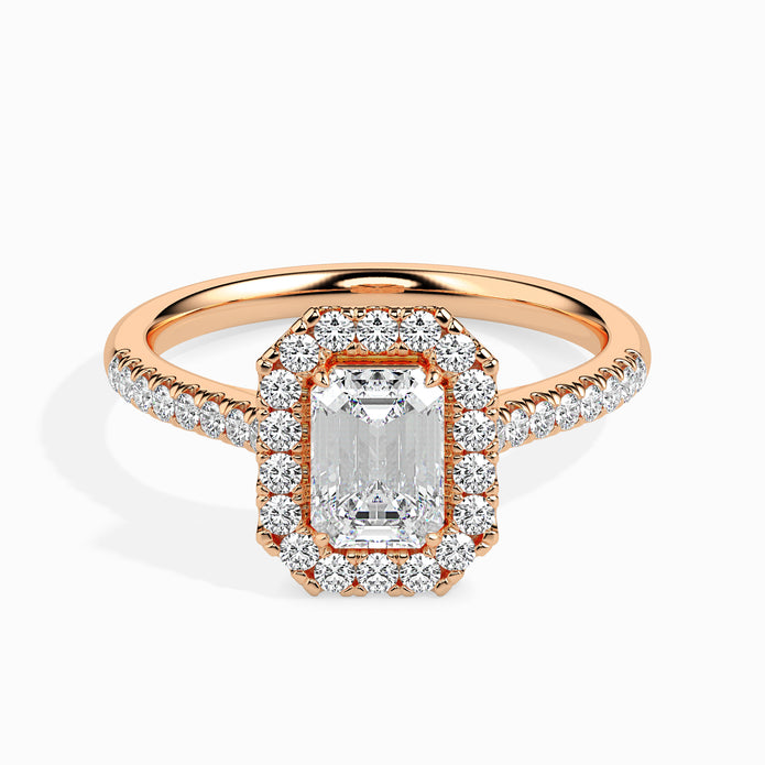 Emerald Halo Lab-Grown Diamond Gold Ring
