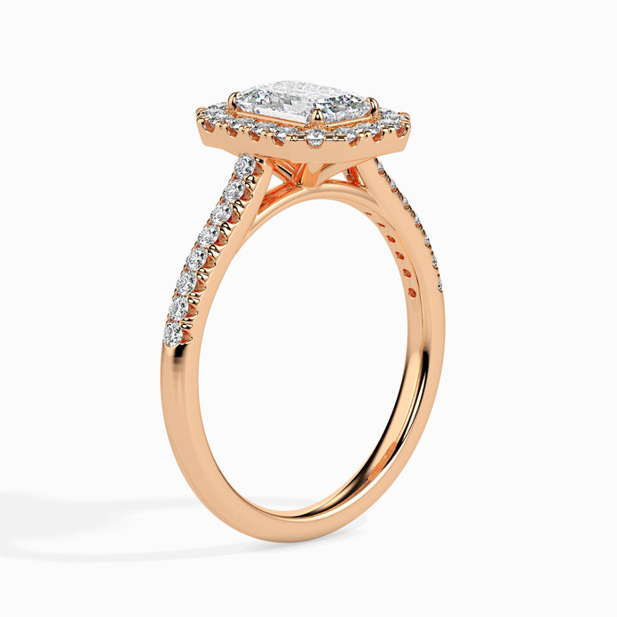 Emerald Halo Lab-Grown Diamond Gold Ring