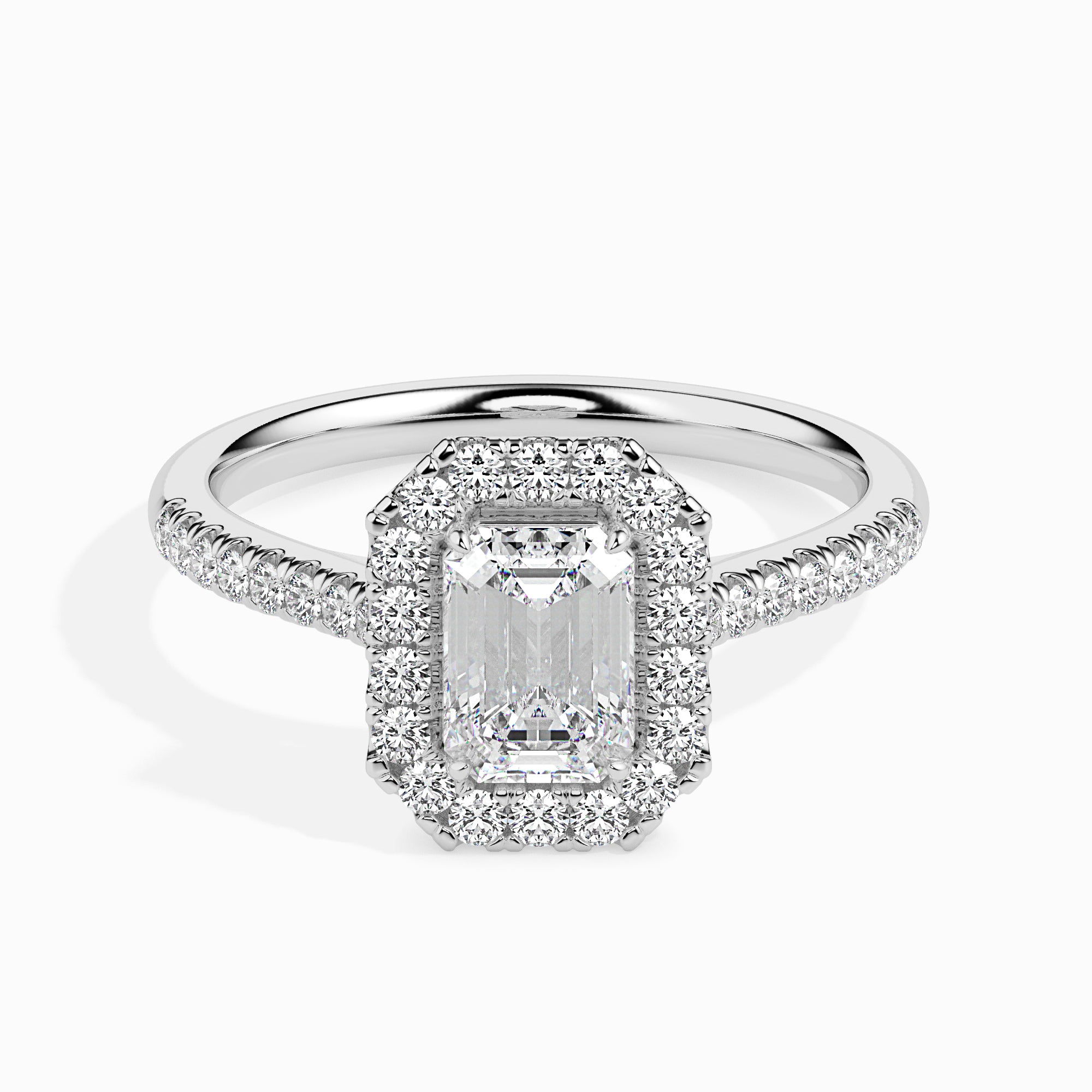 Emerald Halo Lab-Grown Diamond Gold Ring