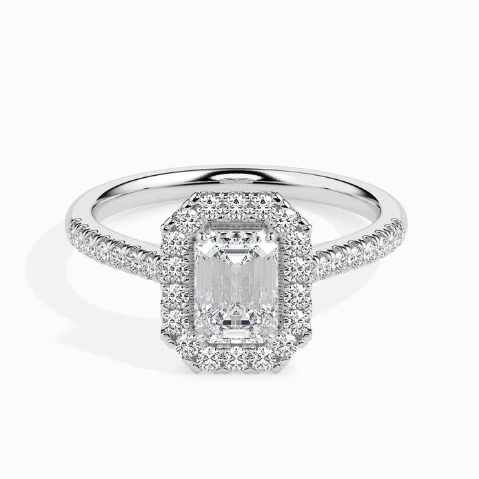 Emerald Halo Lab-Grown Diamond Gold Ring
