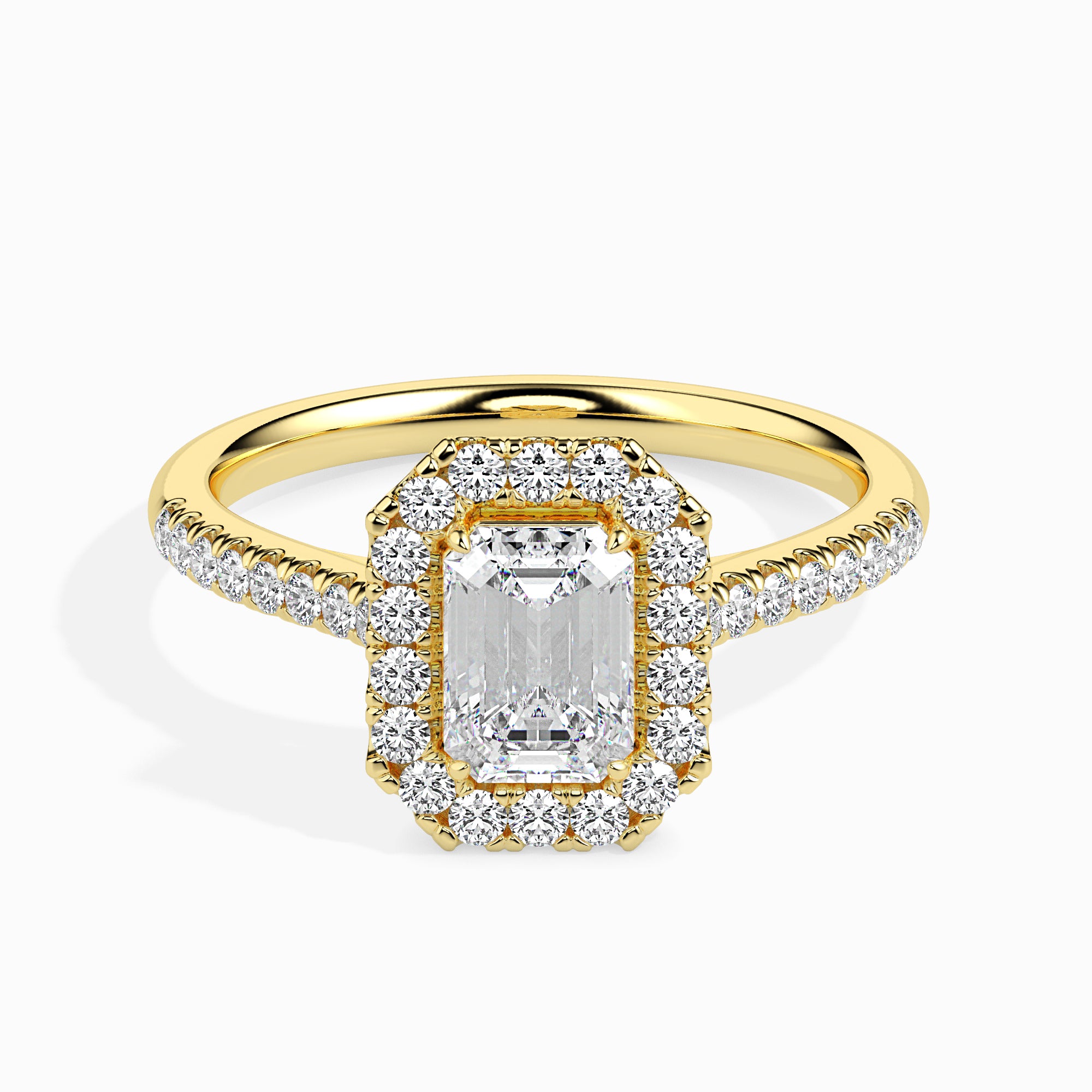 Emerald Halo Lab-Grown Diamond Gold Ring