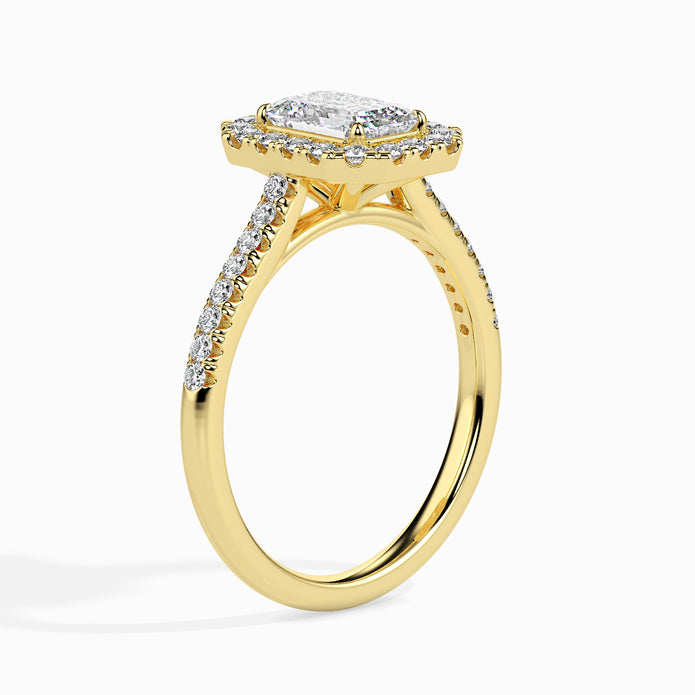 Emerald Halo Lab-Grown Diamond Gold Ring