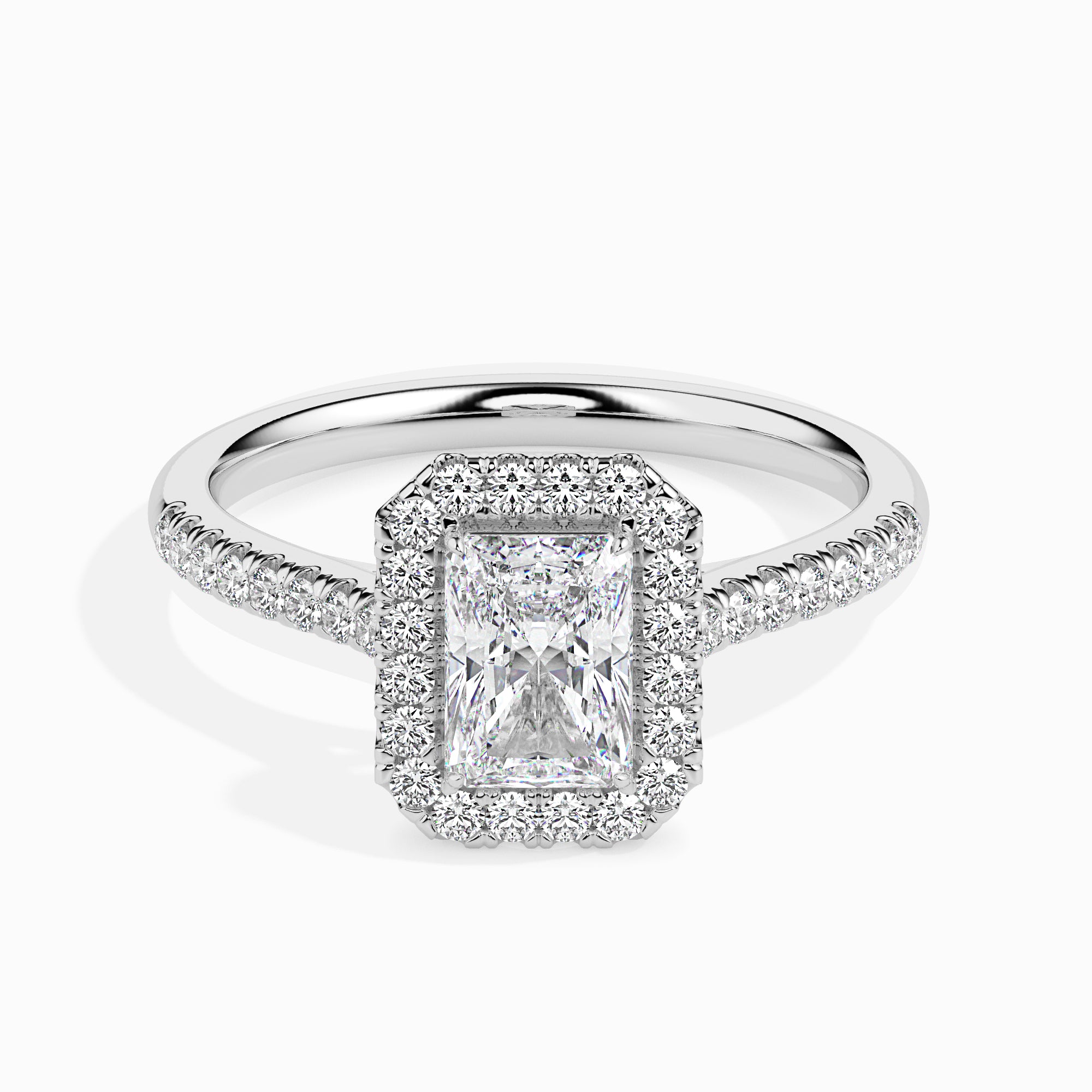 Rectangle Radiant Halo Lab-Grown Diamond Gold Ring