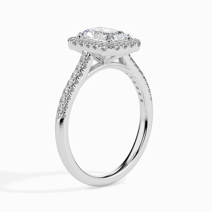Rectangle Radiant Halo Lab-Grown Diamond Gold Ring