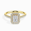 Rectangle Radiant Halo Lab-Grown Diamond Gold Ring
