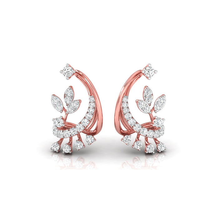 0.34Ct Floral Design Prong Set Lab-Grown Diamond Gold Dangle Stud Earrings