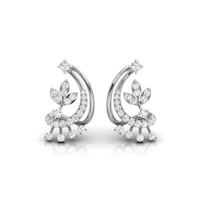 0.34Ct Floral Design Prong Set Lab-Grown Diamond Gold Dangle Stud Earrings