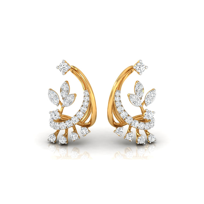 0.34Ct Floral Design Prong Set Lab-Grown Diamond Gold Dangle Stud Earrings