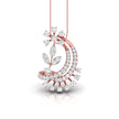 0.29Ct Floral Crescent Moon Shape Lab-Grown Diamond Gold Pendant Necklace