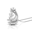 0.29Ct Floral Crescent Moon Shape Lab-Grown Diamond Gold Pendant Necklace