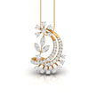 0.29Ct Floral Crescent Moon Shape Lab-Grown Diamond Gold Pendant Necklace