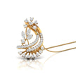 0.29Ct Floral Crescent Moon Shape Lab-Grown Diamond Gold Pendant Necklace