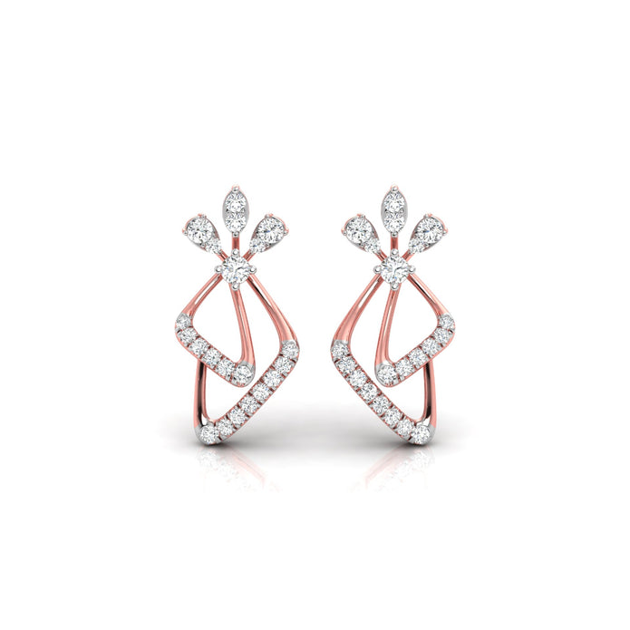 0.25Ct Floral Leaf Prong Set Lab-Grown Diamond Gold Dangle Earrings