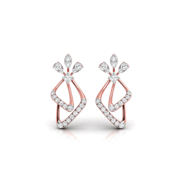 0.25Ct Floral Leaf Prong Set Lab-Grown Diamond Gold Dangle Earrings