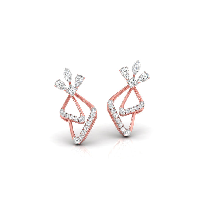 0.25Ct Floral Leaf Prong Set Lab-Grown Diamond Gold Dangle Earrings