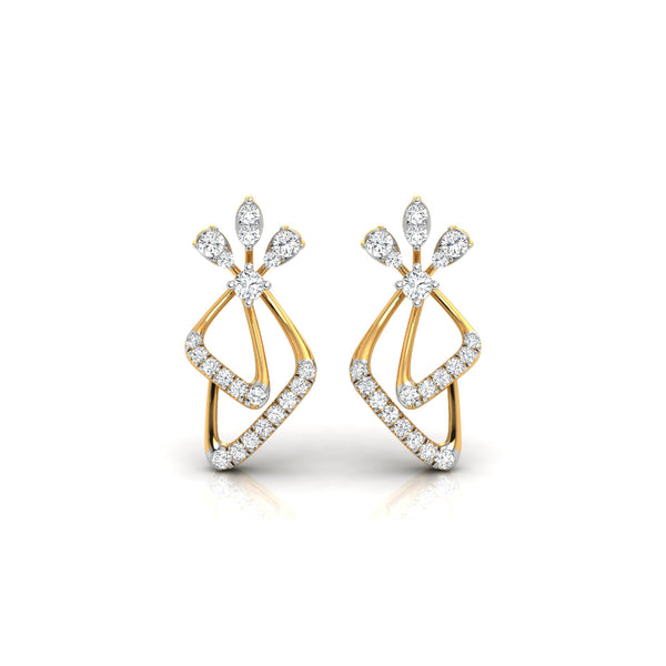 0.25Ct Floral Leaf Prong Set Lab-Grown Diamond Gold Dangle Earrings