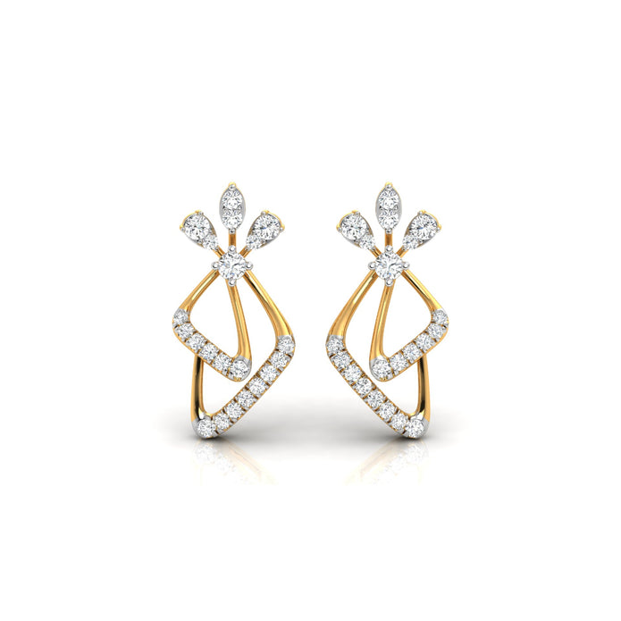 0.25Ct Floral Leaf Prong Set Lab-Grown Diamond Gold Dangle Earrings