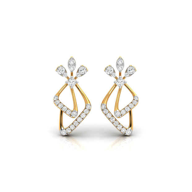 0.25Ct Floral Leaf Prong Set Lab-Grown Diamond Gold Dangle Earrings