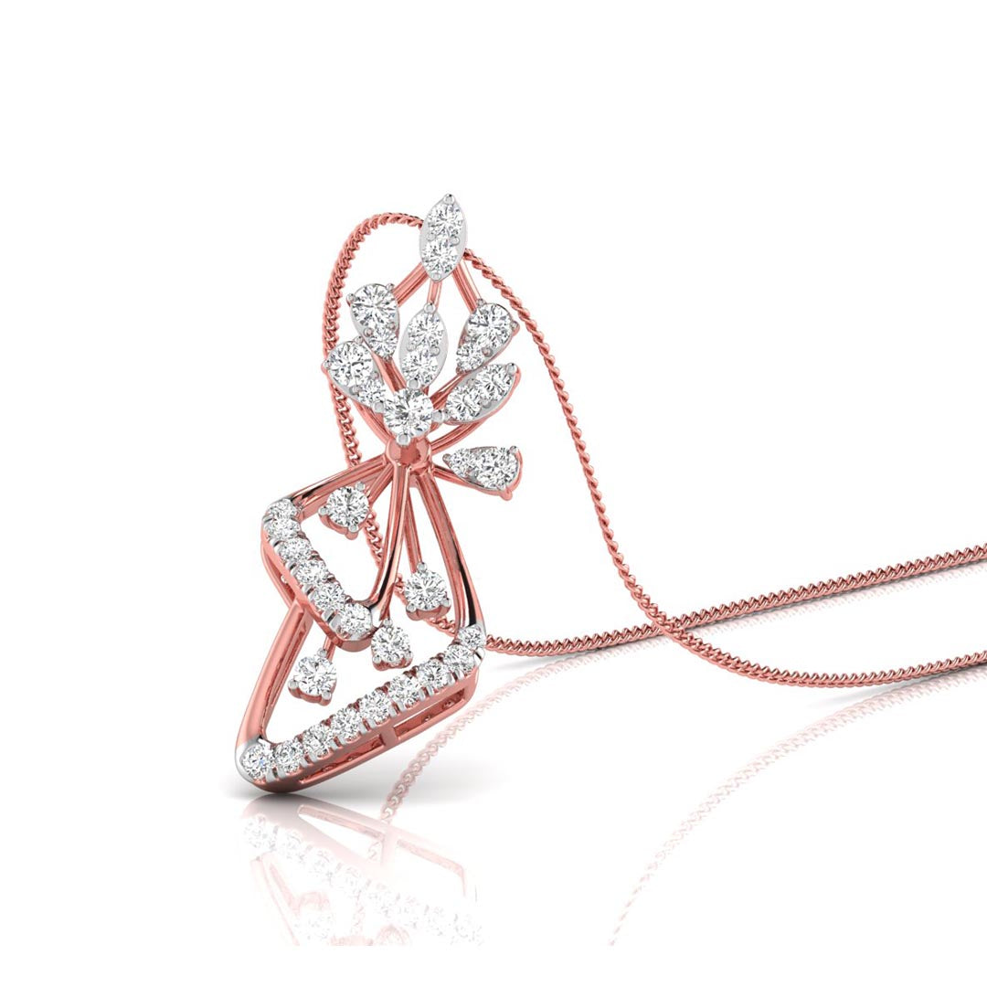 0.25Ct Elegant Floral Drop Lab-Grown Diamond Gold Pendant Necklace