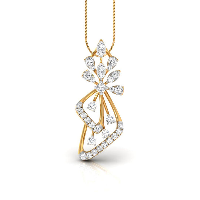 0.25Ct Elegant Floral Drop Lab-Grown Diamond Gold Pendant Necklace