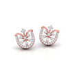 0.26Ct Floral Fan Halo Lab-Grown Diamond Gold Stud Earrings
