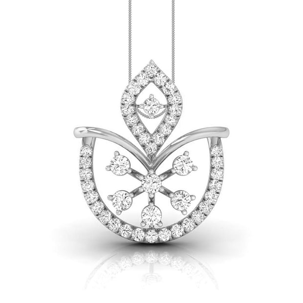 0.23Ct Floral Fan Style Lab-Grown Diamond Gold Pendant Necklace