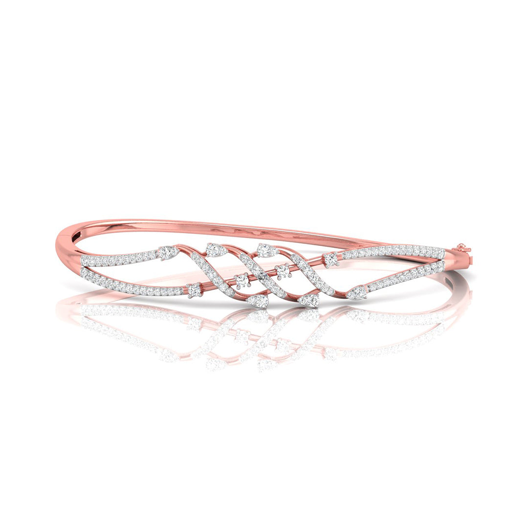 0.86Ct Criss Cross Wave Lab-Grown Diamond Gold Bracelet