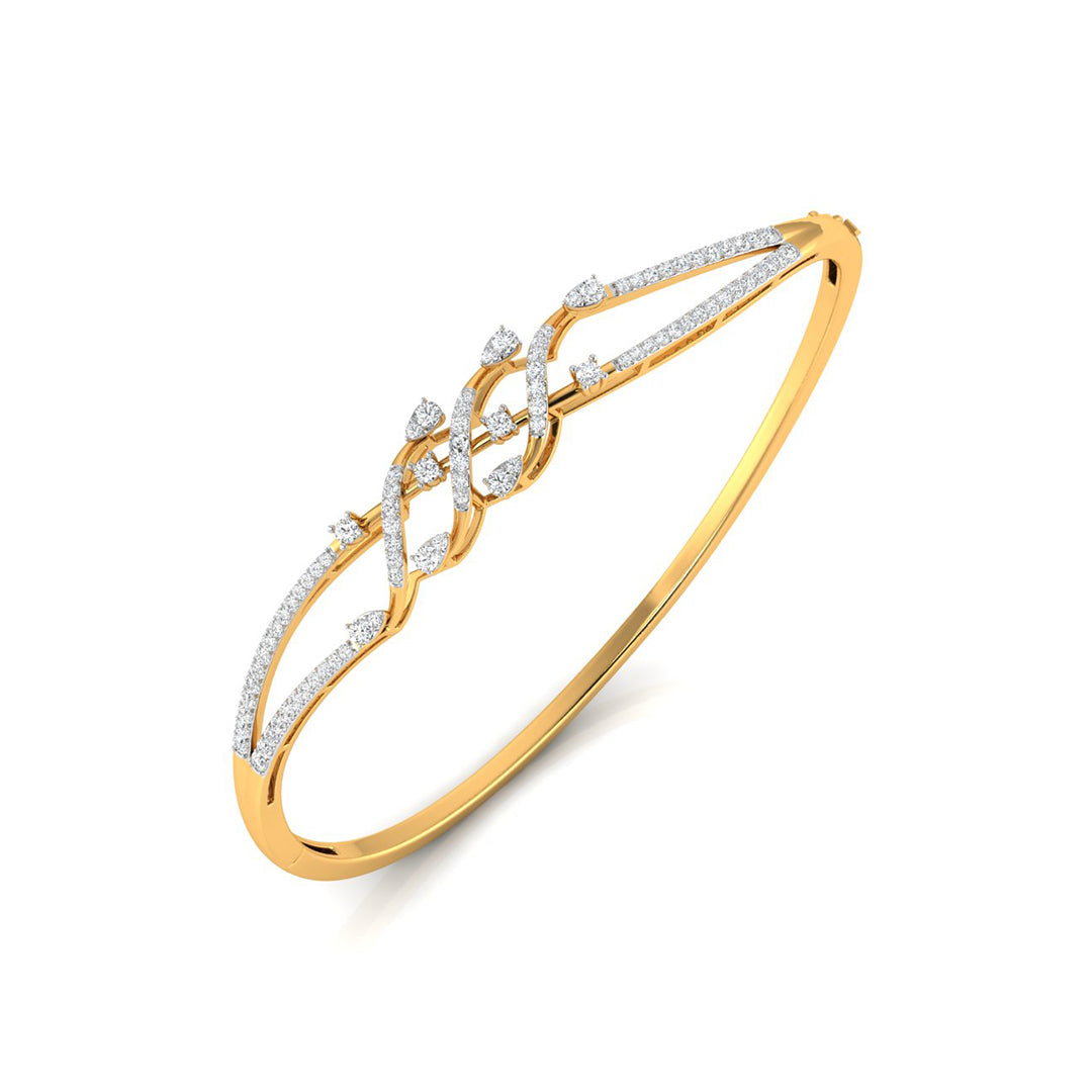 0.86Ct Criss Cross Wave Lab-Grown Diamond Gold Bracelet