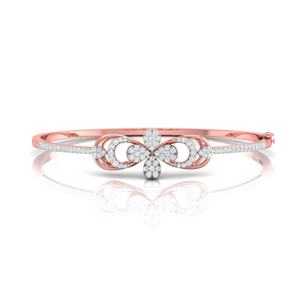 0.81Ct Floral Cluster Drop Style Lab-Grown Diamond Gold Bracelet