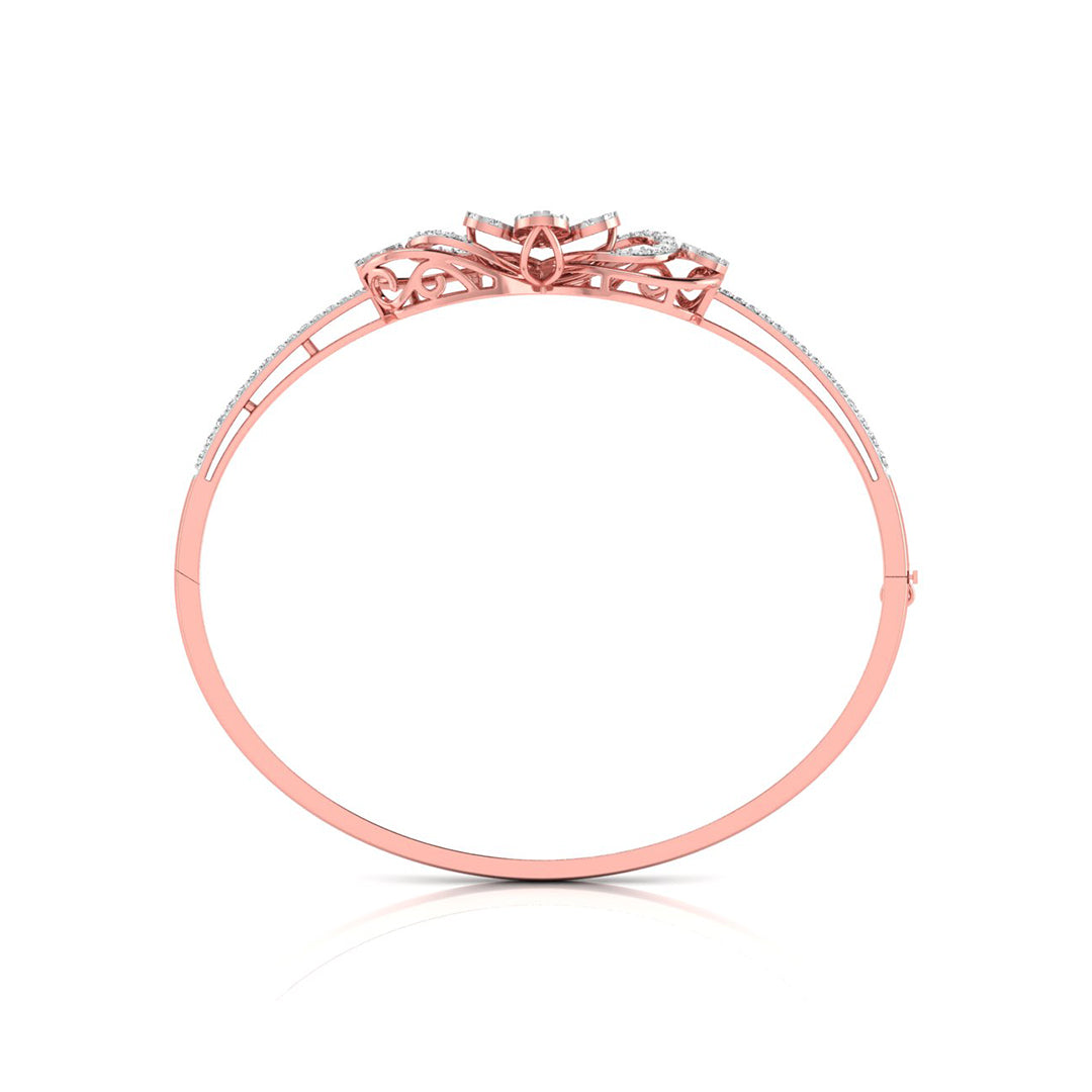 0.81Ct Floral Cluster Drop Style Lab-Grown Diamond Gold Bracelet