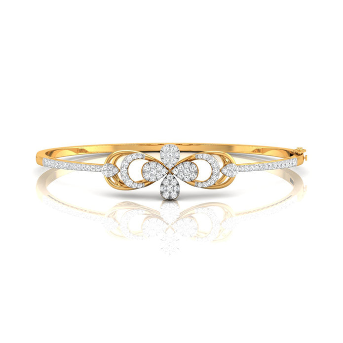 0.81Ct Floral Cluster Drop Style Lab-Grown Diamond Gold Bracelet