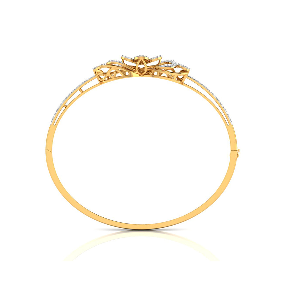 0.81Ct Floral Cluster Drop Style Lab-Grown Diamond Gold Bracelet