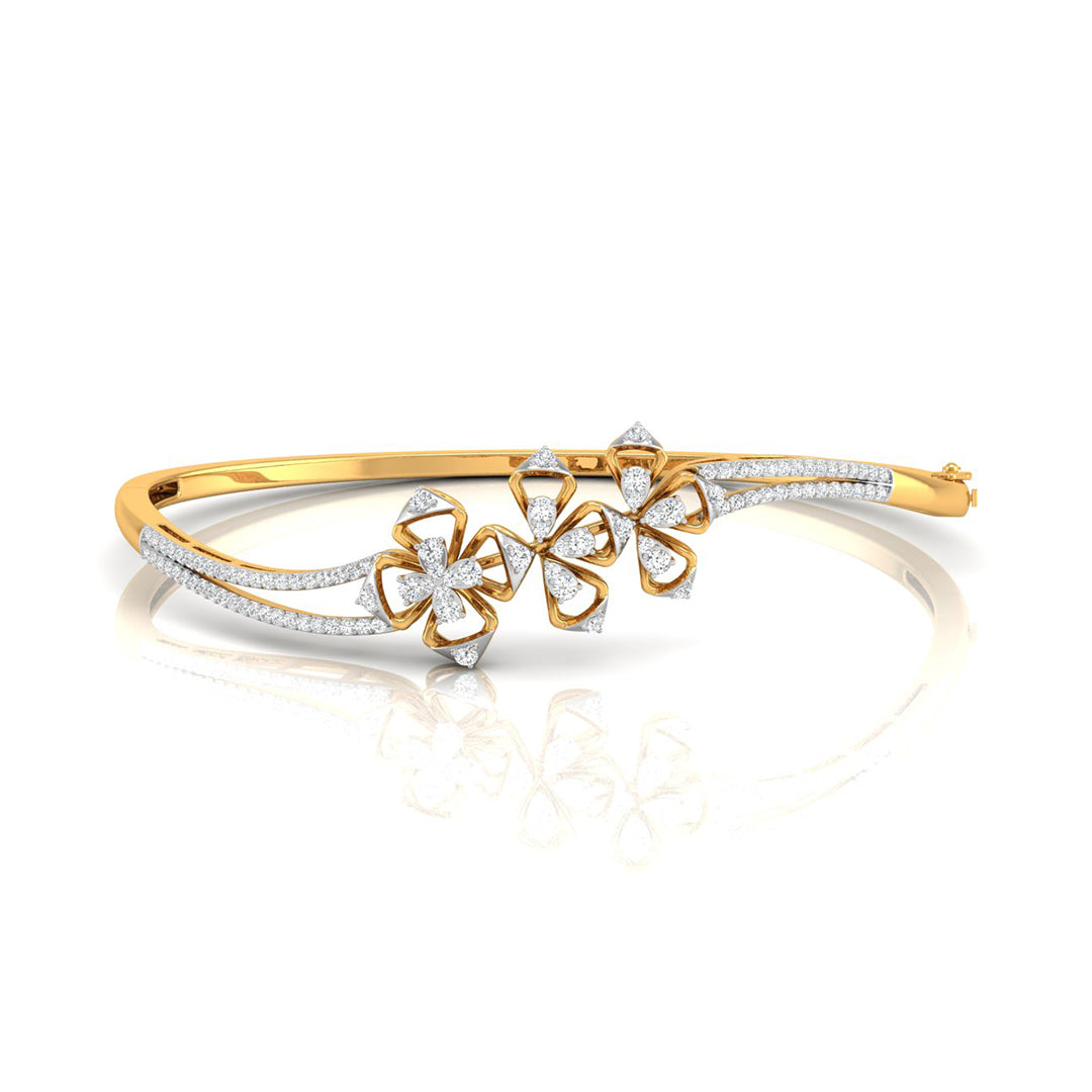 0.76Ct Floral Cluster Lab-Grown Diamond Gold Bracelet