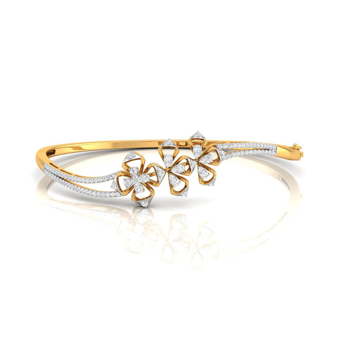 0.76Ct Floral Cluster Lab-Grown Diamond Gold Bracelet
