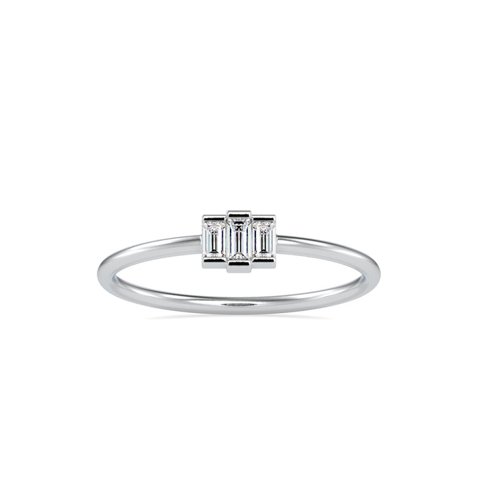 baguette bar diamond ring in white gold