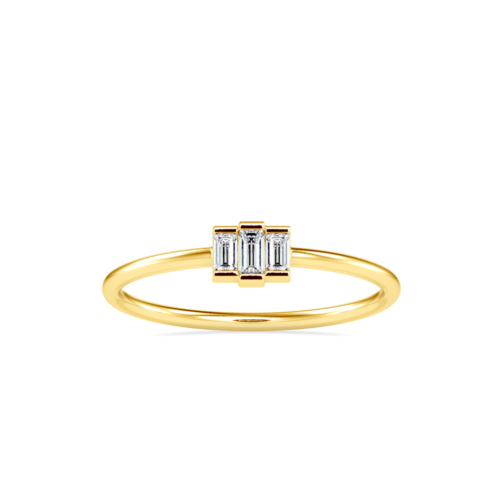 baguette bar diamond ring in yellow gold
