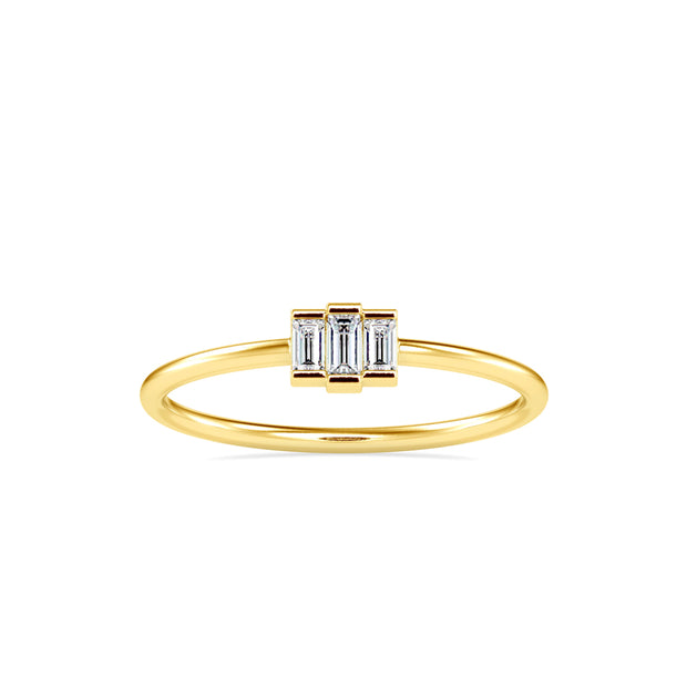 baguette bar diamond ring in yellow gold
